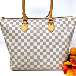 Auth Louis Vuitton Damier Azur Saleya MM Tote